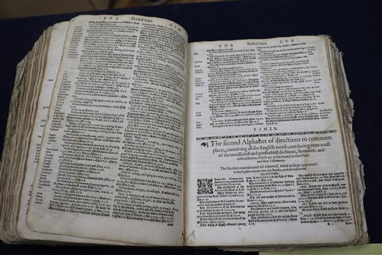 Bible in English, bound with Psalmes, Concordances, lacking title page and early and final pages, quarto,